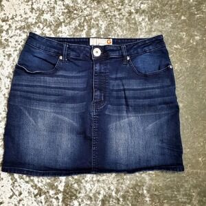 G by Guess Blue Distressed Denim Mini Skirt Size: L